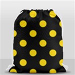 Polka Dots - Gold Yellow on Black Drawstring Bag (Small)