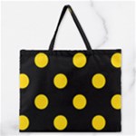 Polka Dots - Gold Yellow on Black Zipper Large Tote Bag