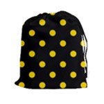 Polka Dots - Gold Yellow on Black Drawstring Pouch (XXl)