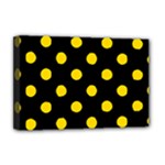 Polka Dots - Gold Yellow on Black Deluxe Canvas 18  x 12  (Stretched)