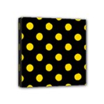 Polka Dots - Gold Yellow on Black Mini Canvas 4  x 4  (Stretched)