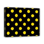 Polka Dots - Gold Yellow on Black Canvas 10  x 8  (Stretched)