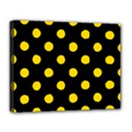 Polka Dots - Gold Yellow on Black Canvas 14  x 11  (Stretched)