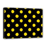 Polka Dots - Gold Yellow on Black Canvas 16  x 12  (Stretched)