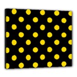 Polka Dots - Gold Yellow on Black Canvas 24  x 20  (Stretched)