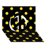 Polka Dots - Gold Yellow on Black Peace Sign 3D Greeting Card (7x5)