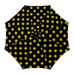 Polka Dots - Gold Yellow on Black Golf Umbrella