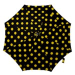 Polka Dots - Gold Yellow on Black Hook Handle Umbrella (Medium)