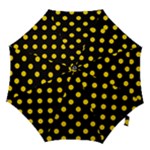 Polka Dots - Gold Yellow on Black Hook Handle Umbrella (Small)