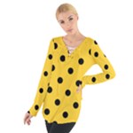 Polka Dots - Black on Banana Yellow Women s Tie Up Tee