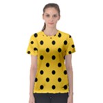 Polka Dots - Black on Banana Yellow Women s Sport Mesh Tee