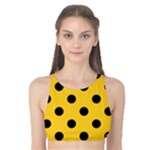 Polka Dots - Black on Banana Yellow Tank Bikini Top