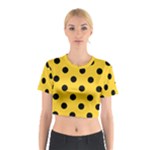Polka Dots - Black on Banana Yellow Cotton Crop Top