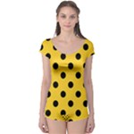 Polka Dots - Black on Banana Yellow Boyleg Leotard (Ladies)
