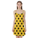 Polka Dots - Black on Banana Yellow Satin Night Slip