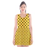 Polka Dots - Black on Banana Yellow Scoop Neck Skater Dress