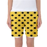 Polka Dots - Black on Banana Yellow Women s Basketball Shorts