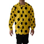 Polka Dots - Black on Banana Yellow Hooded Wind Breaker (Kids)