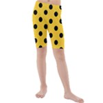 Polka Dots - Black on Banana Yellow Kid s Mid Length Swim Shorts
