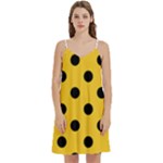 Polka Dots - Black on Banana Yellow Women s Reversible Sports Bra with Border