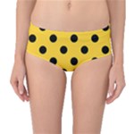 Polka Dots - Black on Banana Yellow Mid-Waist Bikini Bottoms