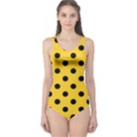 Polka Dots - Black on Banana Yellow One Piece Swimsuit