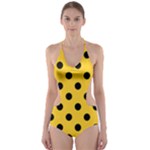 Polka Dots - Black on Banana Yellow Cut-Out One Piece Swimsuit