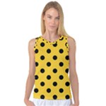 Polka Dots - Black on Banana Yellow Women s Basketball Tank Top