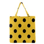Polka Dots - Black on Banana Yellow Grocery Tote Bag
