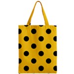 Polka Dots - Black on Banana Yellow Zipper Classic Tote Bag