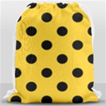 Polka Dots - Black on Banana Yellow Drawstring Bag (Large)