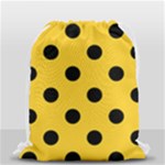 Polka Dots - Black on Banana Yellow Drawstring Bag (Small)