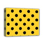 Polka Dots - Black on Banana Yellow Deluxe Canvas 14  x 11  (Stretched)