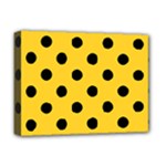 Polka Dots - Black on Banana Yellow Deluxe Canvas 16  x 12  (Stretched)