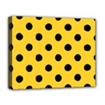 Polka Dots - Black on Banana Yellow Deluxe Canvas 20  x 16  (Stretched)