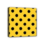 Polka Dots - Black on Banana Yellow Mini Canvas 4  x 4  (Stretched)