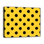 Polka Dots - Black on Banana Yellow Canvas 14  x 11  (Stretched)