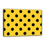 Polka Dots - Black on Banana Yellow Canvas 18  x 12  (Stretched)
