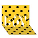Polka Dots - Black on Banana Yellow BOY 3D Greeting Card (7x5)