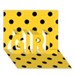 Polka Dots - Black on Banana Yellow GIRL 3D Greeting Card (7x5)