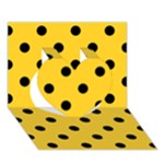 Polka Dots - Black on Banana Yellow Heart 3D Greeting Card (7x5)