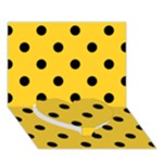 Polka Dots - Black on Banana Yellow Heart Bottom 3D Greeting Card (7x5)
