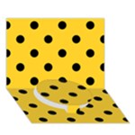 Polka Dots - Black on Banana Yellow Circle Bottom 3D Greeting Card (7x5)