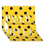 Polka Dots - Black on Banana Yellow WORK HARD 3D Greeting Card (7x5)