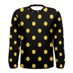 Polka Dots - Banana Yellow on Black Men s Long Sleeve T-shirt