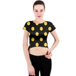 Polka Dots - Banana Yellow on Black Crew Neck Crop Top