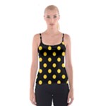 Polka Dots - Banana Yellow on Black Spaghetti Strap Top