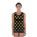 Polka Dots - Banana Yellow on Black Women s Sport Tank Top