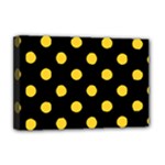 Polka Dots - Banana Yellow on Black Deluxe Canvas 18  x 12  (Stretched)