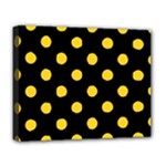 Polka Dots - Banana Yellow on Black Deluxe Canvas 20  x 16  (Stretched)